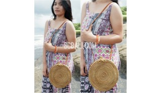 circle bag ata grass hand woven flower strap handmade